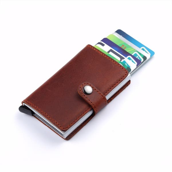 Card holder with RFID protection Banknote Aluminum and split leather