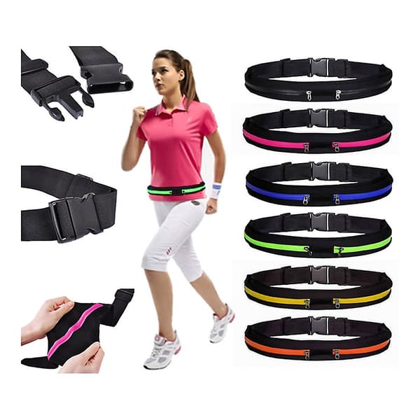 SportBelt with 2pcs Pockets for Wallet Keys Smartphone etc