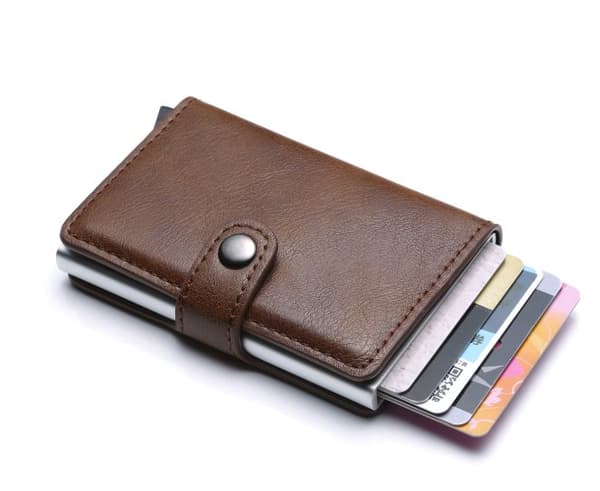Fawn RFID Protection Wallet Kortin haltija 5kpl kortit (Aito nahka) -Kun Button