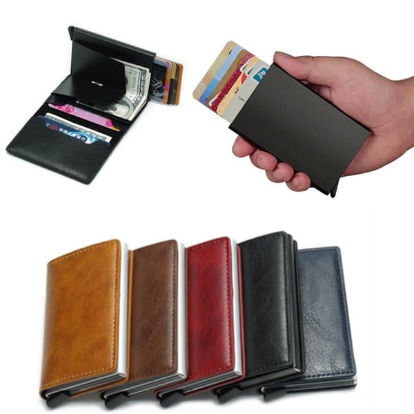 Ruskea RFID Protection Wallet Kortin haltija 5kpl kortit (aitoa nahkaa) - ilman avainta Ruskea RFID Protection Wallet Kortin haltija 5kpl kortit (aitoa nahkaa) - ilman avainta
