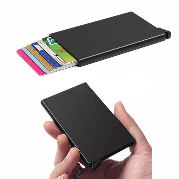 Svart kortholder skyver front 5-kort - RFID-sikkert