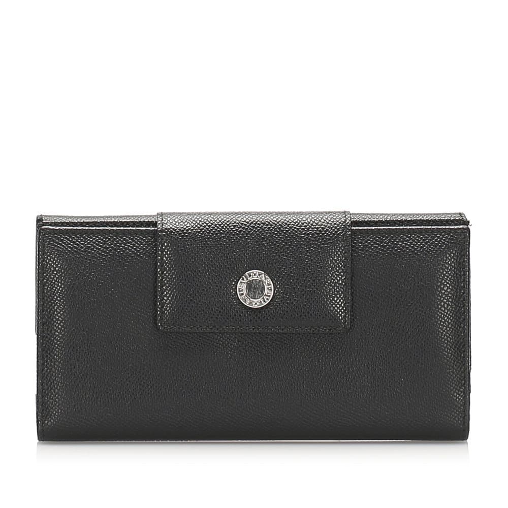 Bvlgari Leather Long Wallet Black