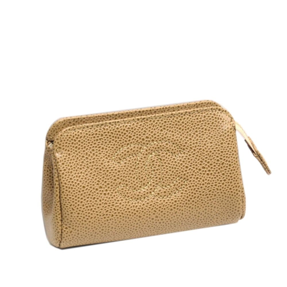 Chanel CC Caviar Leather Pouch Brown