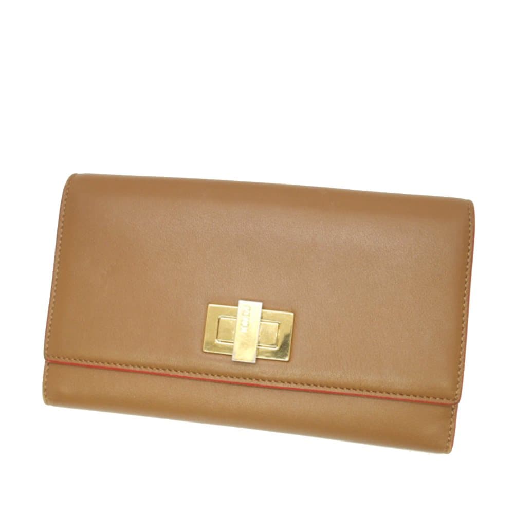 Fendi Peekaboo Leather Wallet Brown