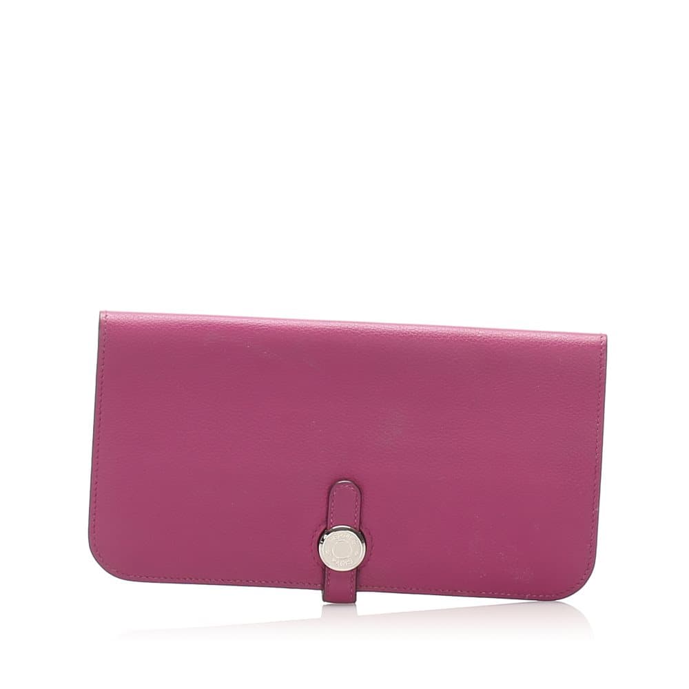 Hermes Dogon Leather Long Wallet Pink