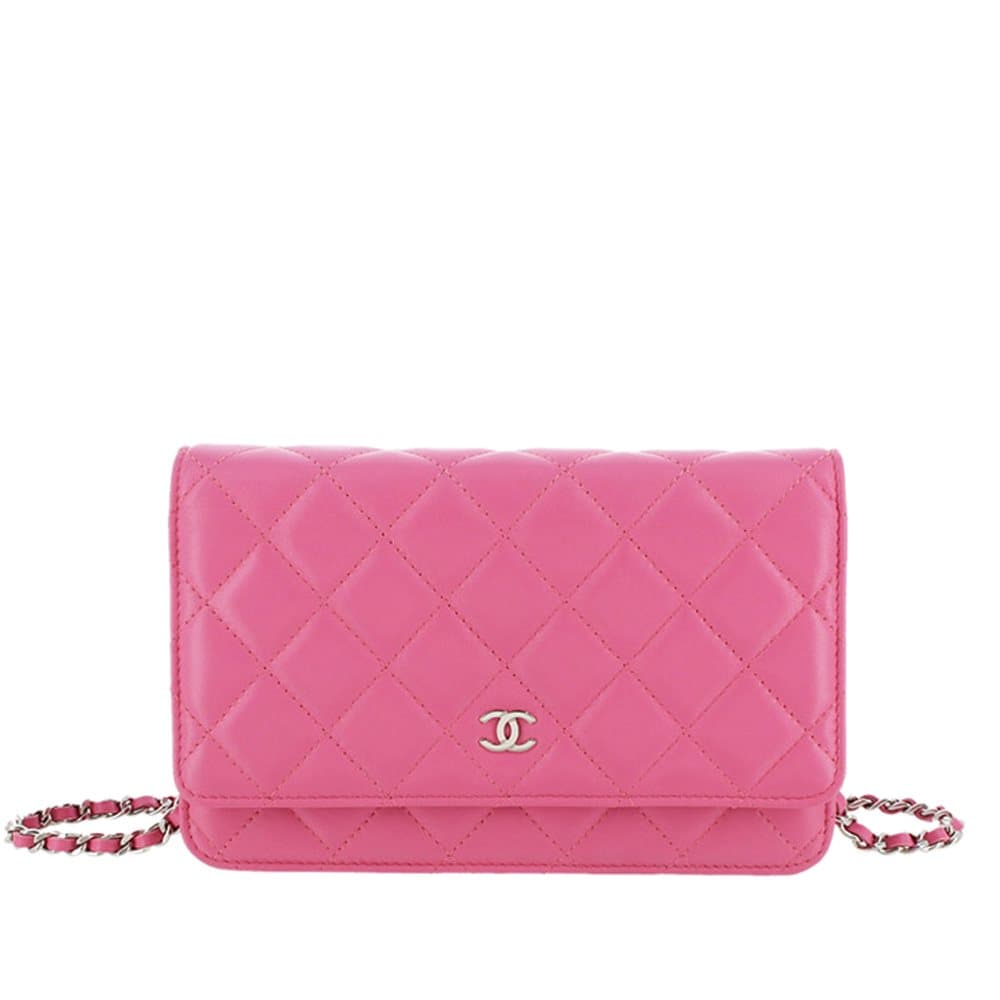 Chanel CC Timeless Lambskin Leather Wallet On Chain Pink