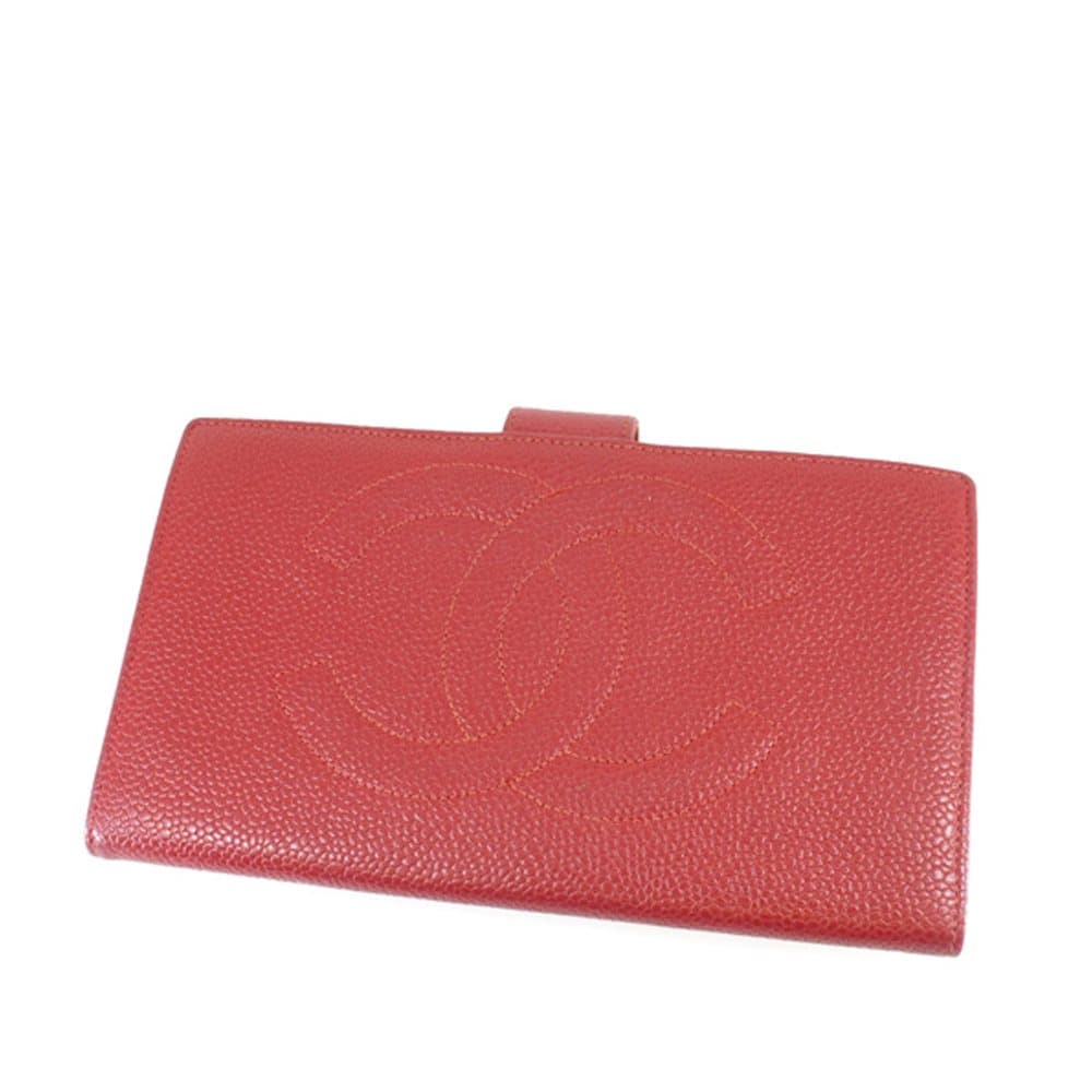 Chanel CC Caviar Leather Long Wallet Red