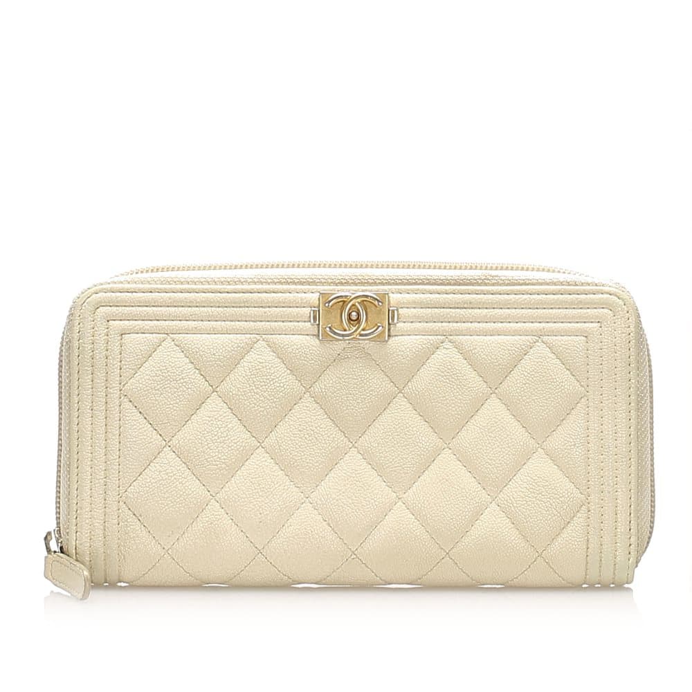 Chanel Caviar Boy Long Wallet White