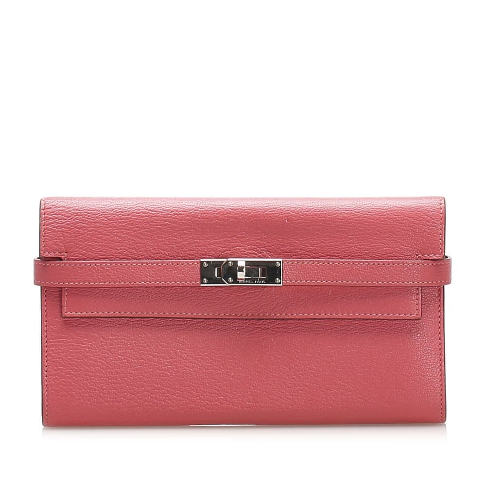 Hermes Kelly Leather Wallet Pink
