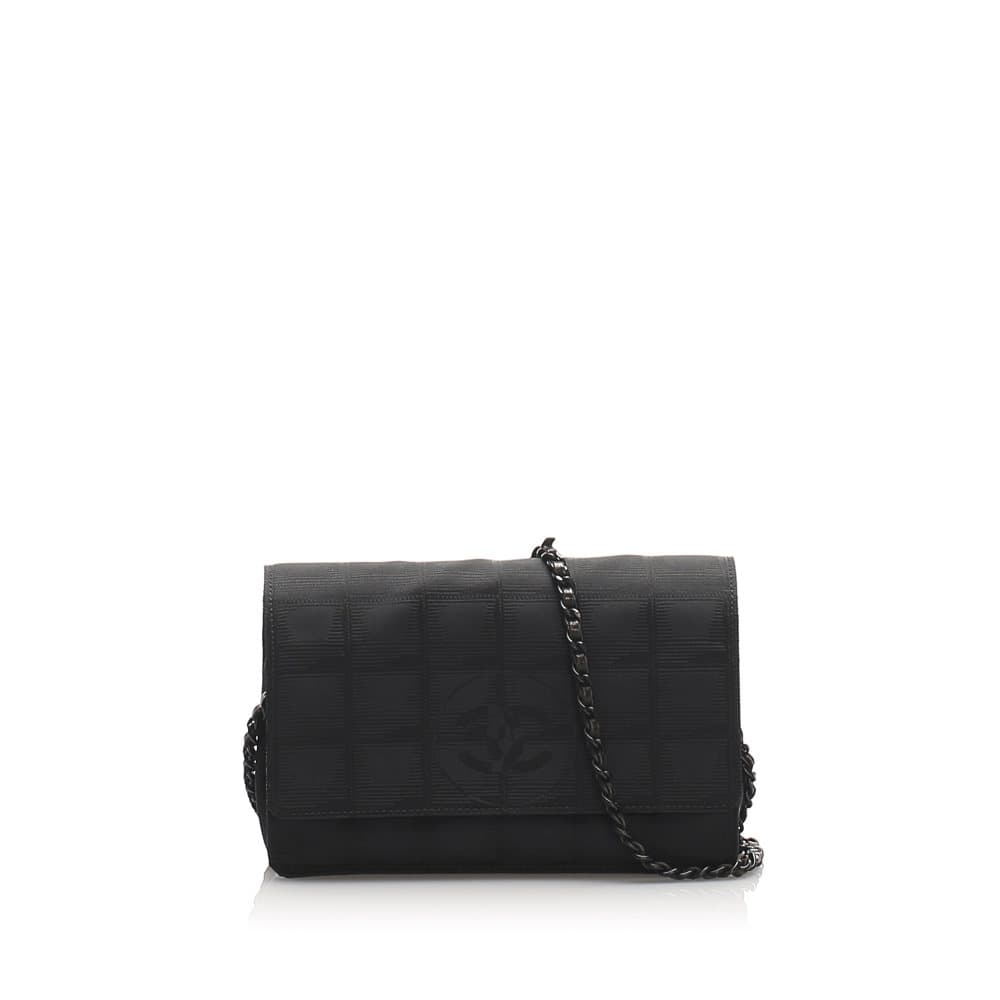 Chanel New Travel Line Canvas Wallet On Chain Black