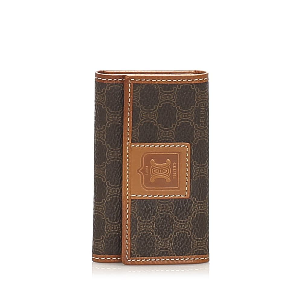 Celine Macadam Coated Canvas 6 Key Holder Brown
