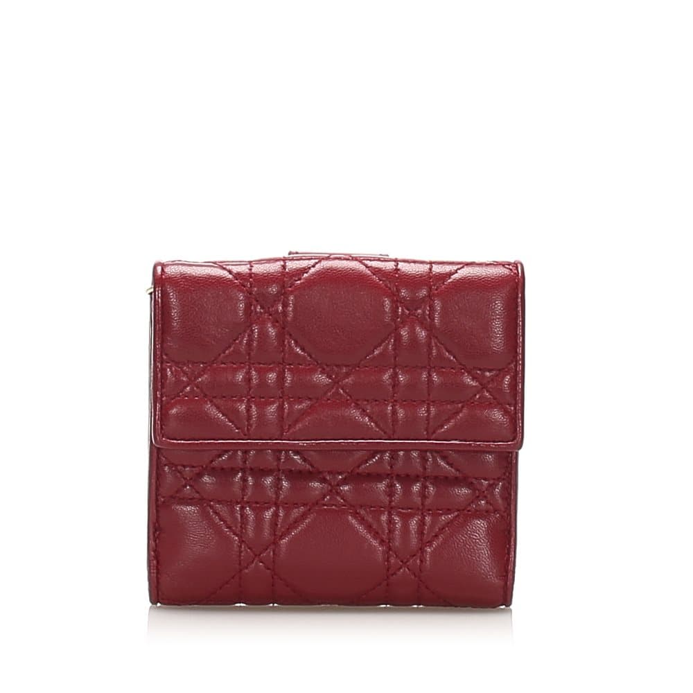 Dior Cannage Leather Wallet Red
