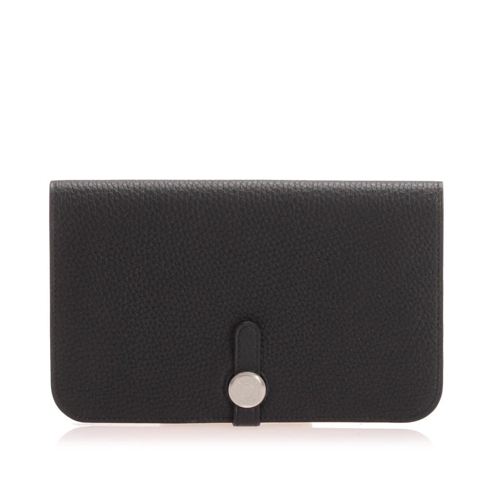 Hermes Dogon Leather Long Wallet Black
