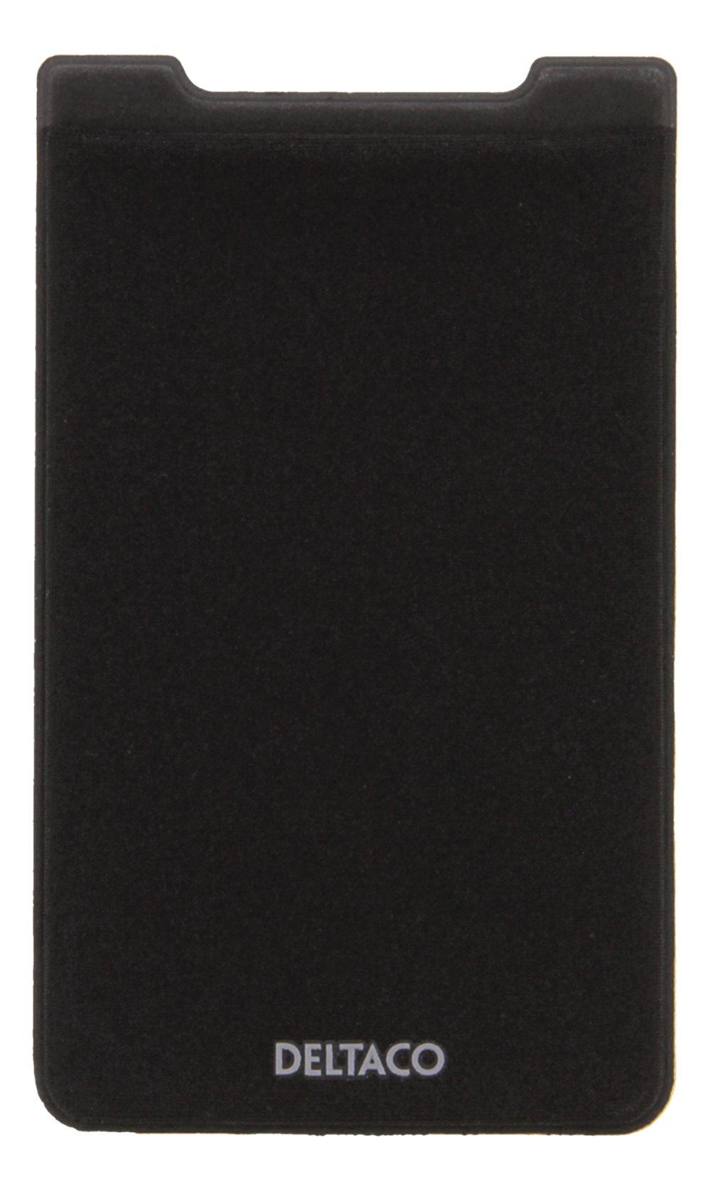 DELTACO Adhesive card holder, RFID blocking, 3M adhesive, black