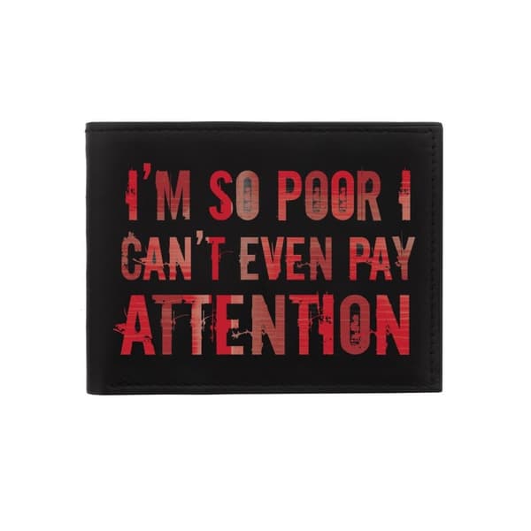 Grindstore So Poor I Can´t Even Pay Attention Bi-Fold Leather Wallet Black/Red One Size