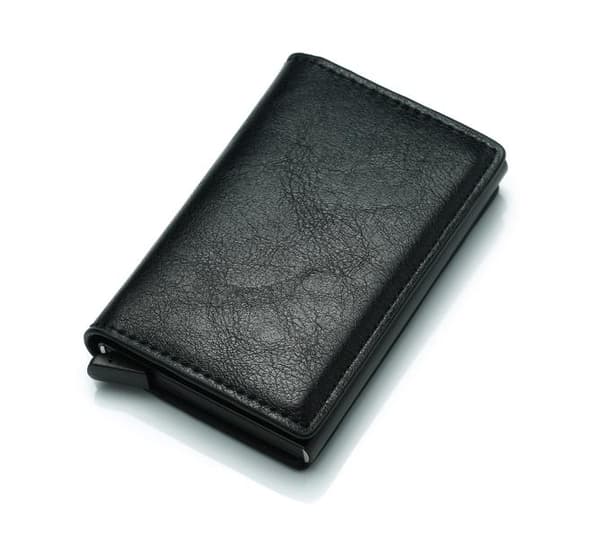 Protection Wallet Black RFID Card Holder 5 Cards (Genuine Leather)
