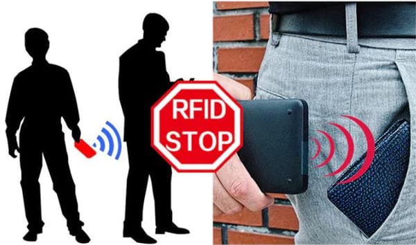 Korthållare med fack - Skyddar RFID - metall - plånbok - Svart