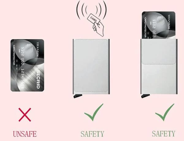 Svart-RFID NFC Skydd Plånbok Korthållare 5st Kort (Äkta Läder)