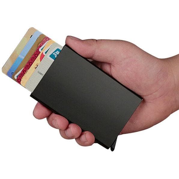 Smart RFID Skydd Plånbok Korthållare 5st Kort Äkta Läder 5färger