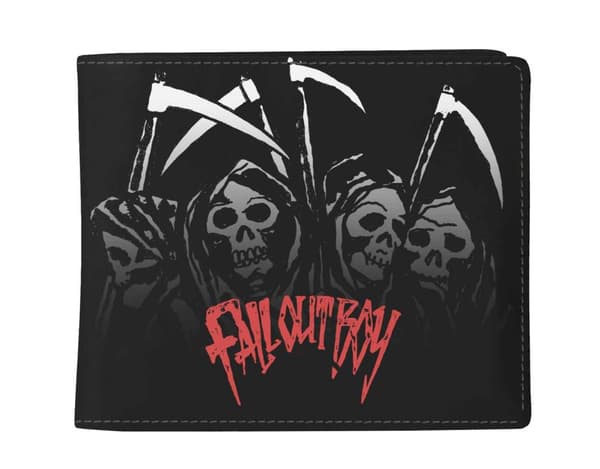 Fall Out Boy Wallet Reaper Gang Band Logo Official Black Bifold One Size