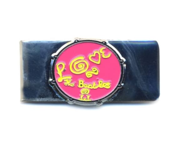 The Beatles Money Clip Love Drum Pink & Chrome Band Logo Official Metal One Size