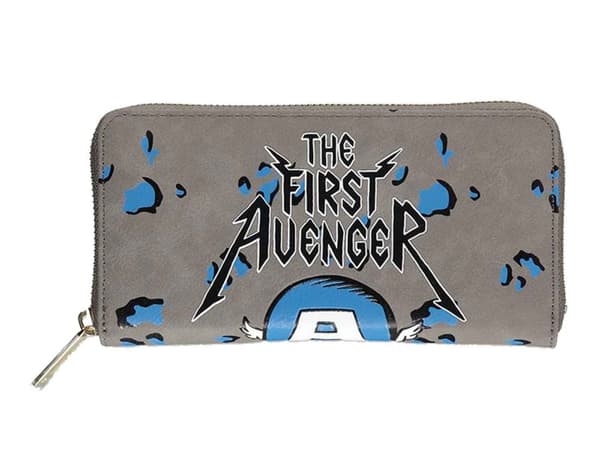 Captain America Purse First Avenger Official Marvel Grey Zip Around One Size