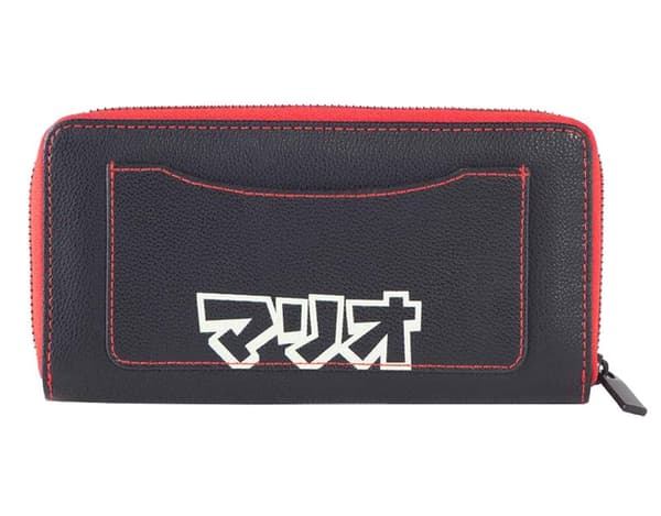 Super Mario Purse Retro Stripes Logo Official Nintendo Black Zip Around One Size