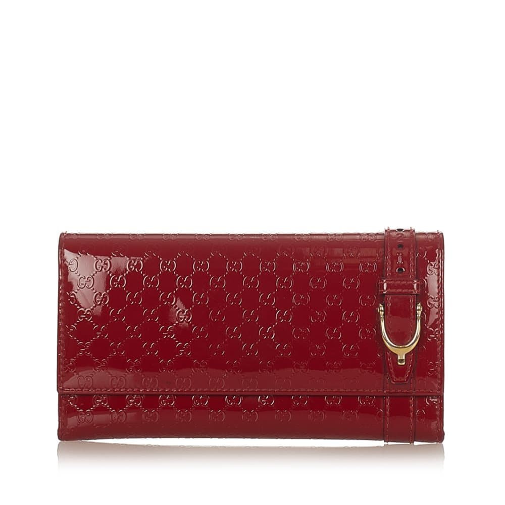 Pre-owned Gucci Microguccissima Nice Patent Leather Wallet Red
