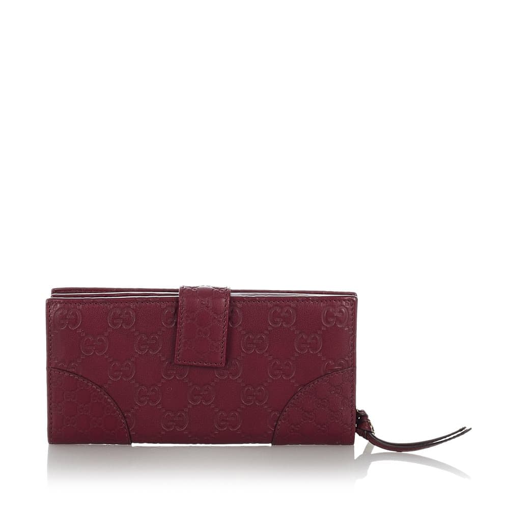 Pre-owned Gucci Guccissima Leather Long Wallet Red