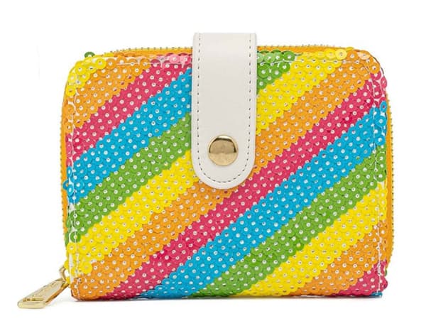 Loungefly Purse Sequin Rainbow Official Disney Yellow Zip Around One Size