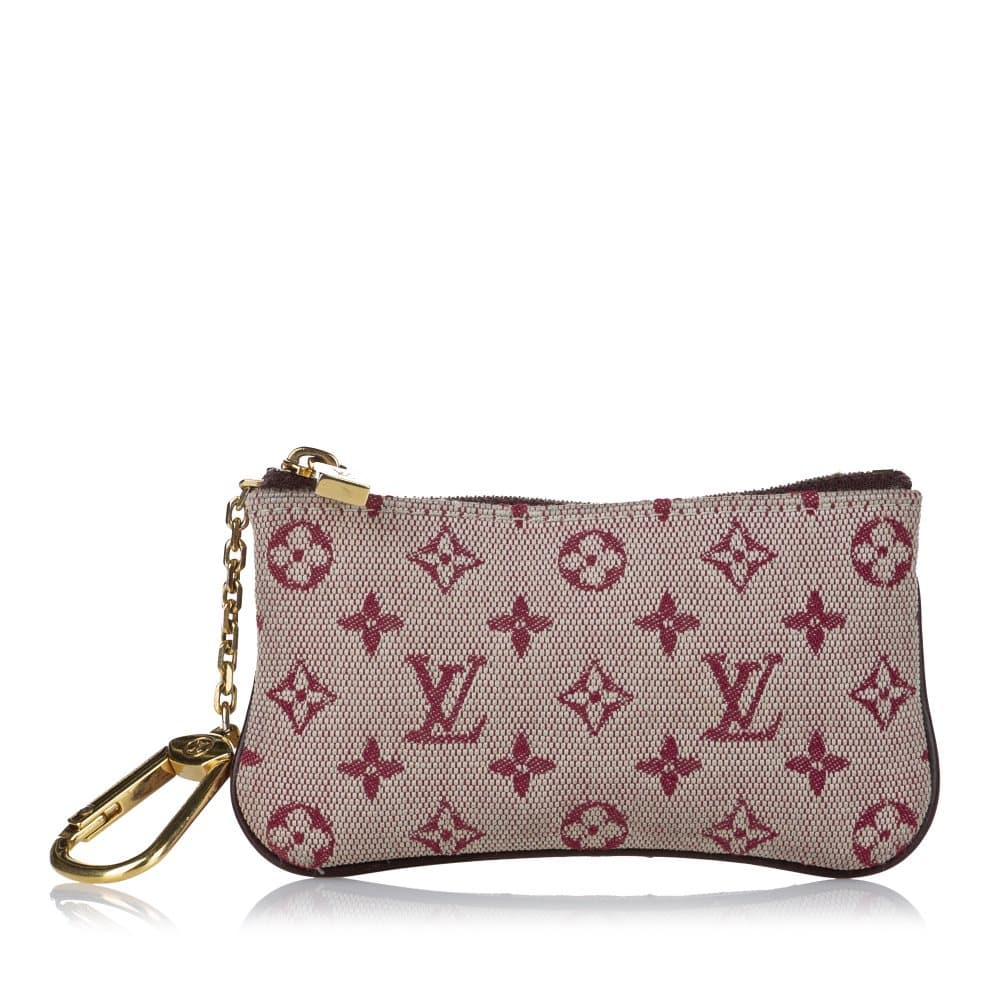 Pre-owned Louis Vuitton Monogram Mini Lin Coin Pouch Red