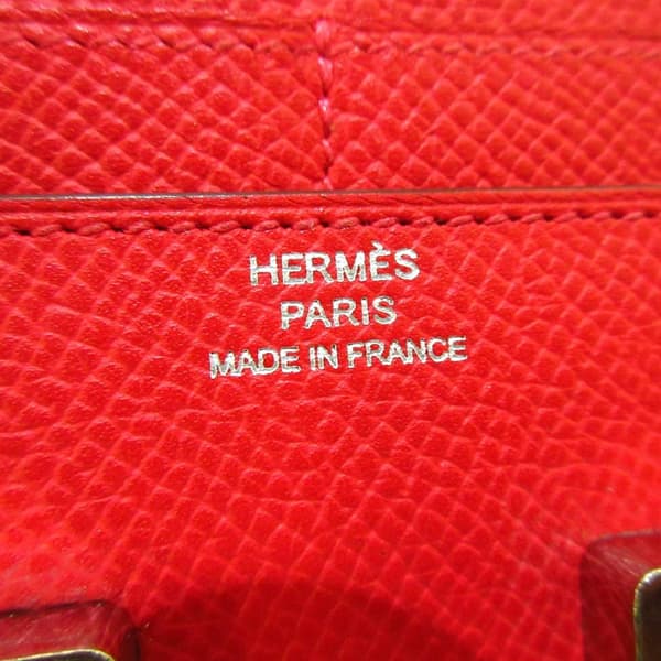 Pre-owned Hermès Epsom Constance Compact Wallet Red