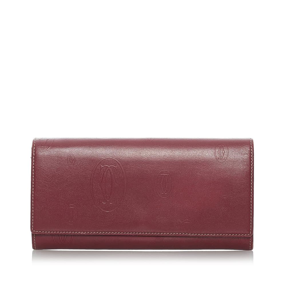 Pre-owned Cartier Happy Birthday Long Wallet Red