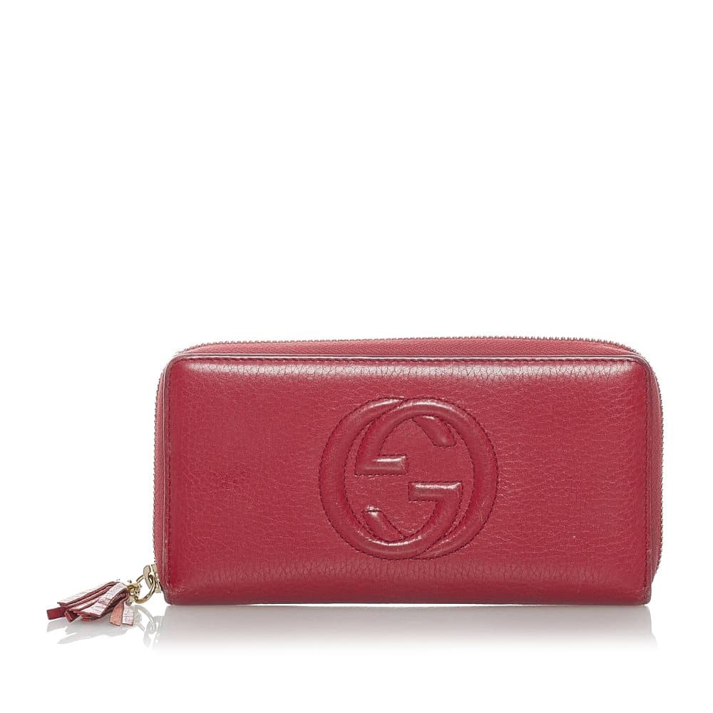 Pre-owned Gucci Soho Leather Long Wallet Red
