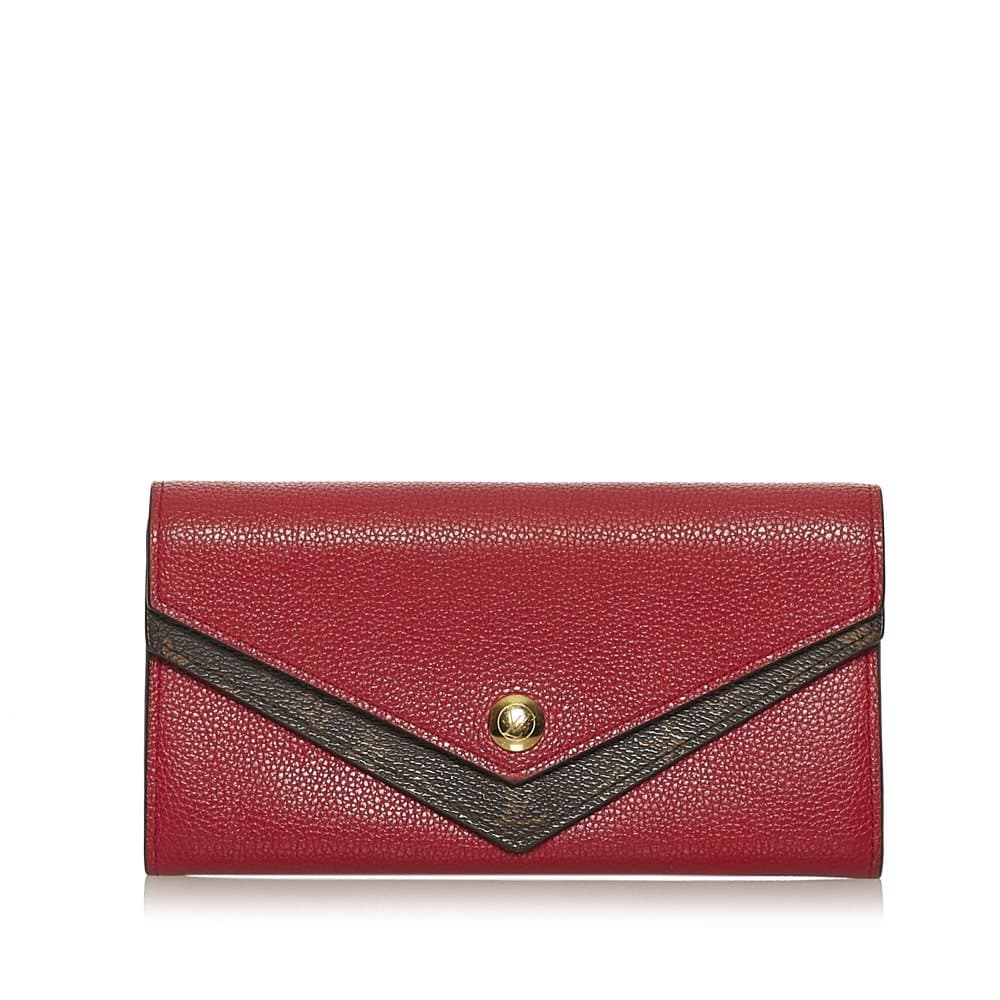 Pre-owned Louis Vuitton Double V Wallet Red