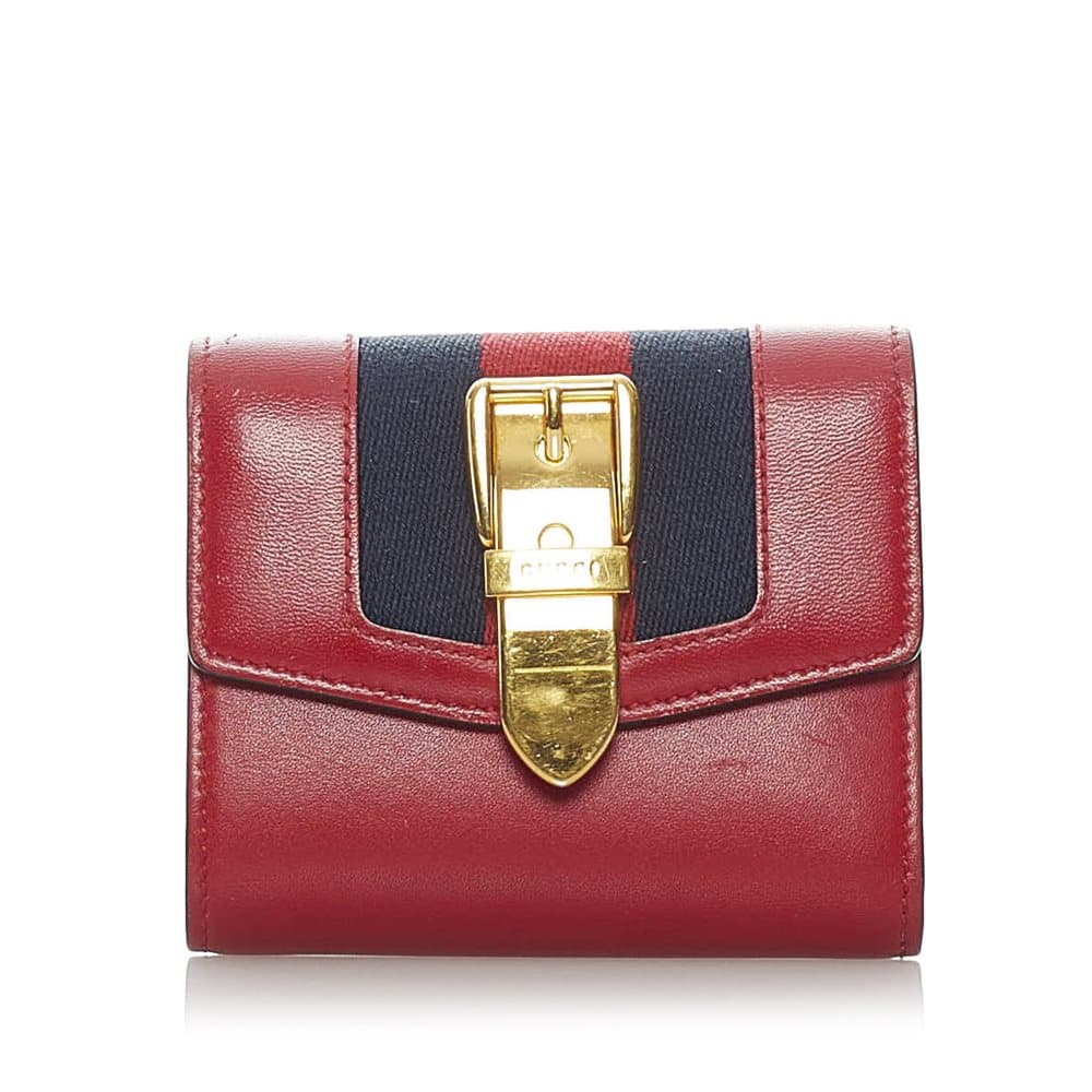 Pre-owned Gucci Sylvie Leather Small Wallet Red