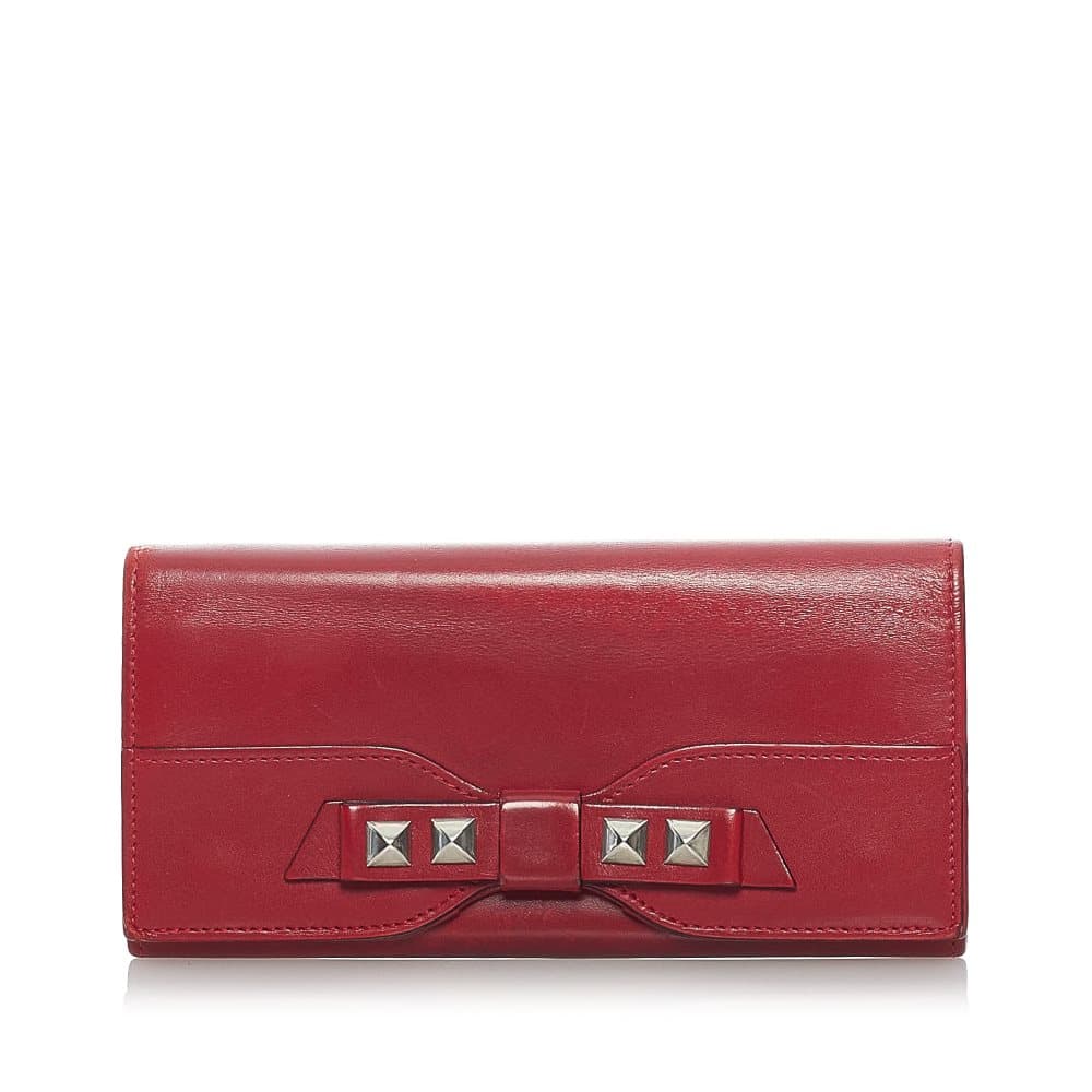 Pre-owned Valentino Leather Long Wallet Red