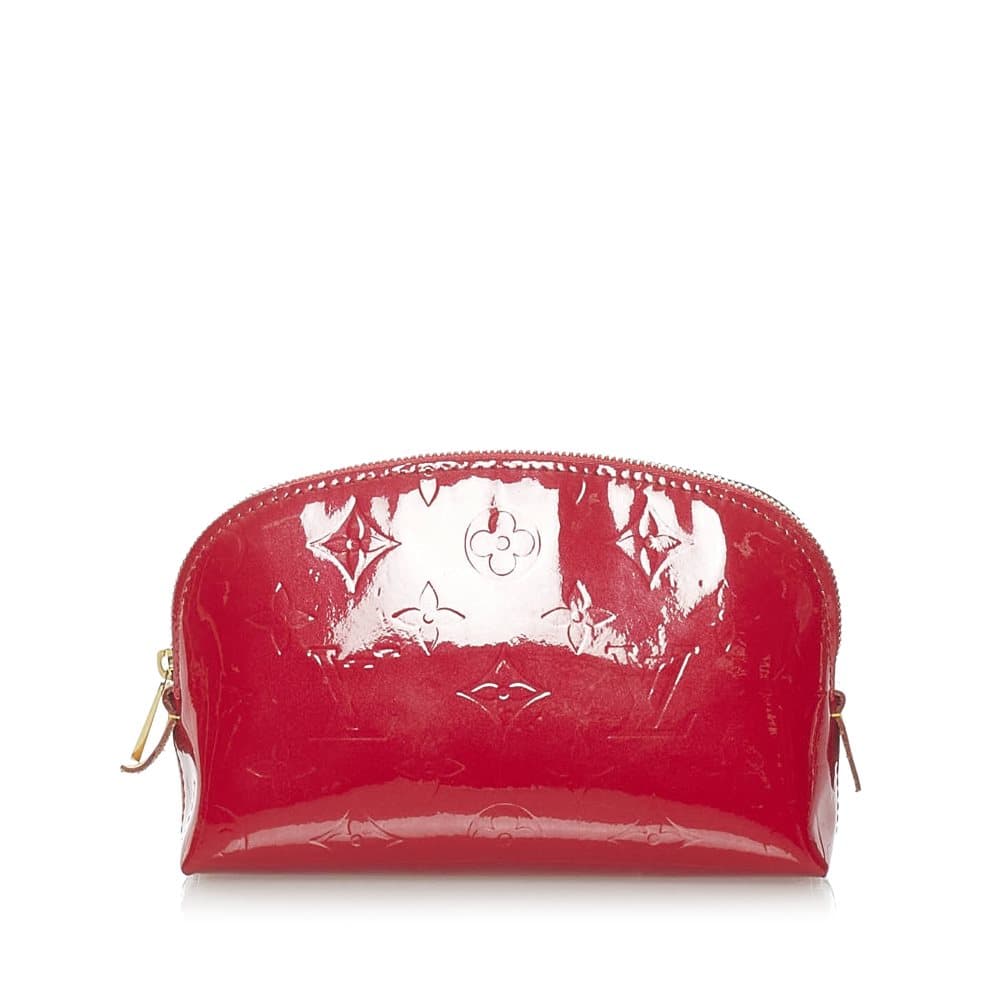 Pre-owned Louis Vuitton Vernis Cosmetic Pouch Red