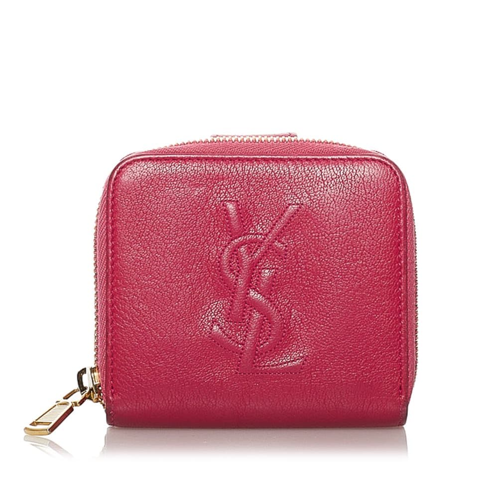 Pre-owned YSL Leather Zip Around Small Wallet Red