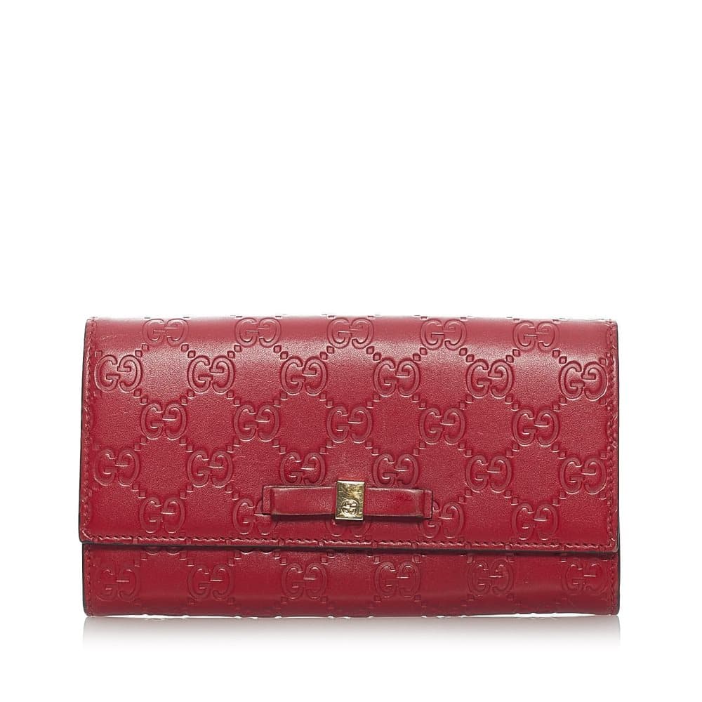 Pre-owned Gucci Guccissima Long Wallet Red