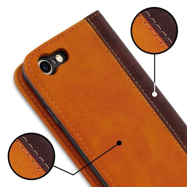 Plånboksfodral - AVIZAR - iPhone 7 och 8 - Ekologiskt läder - Stödfunktion - Kamel