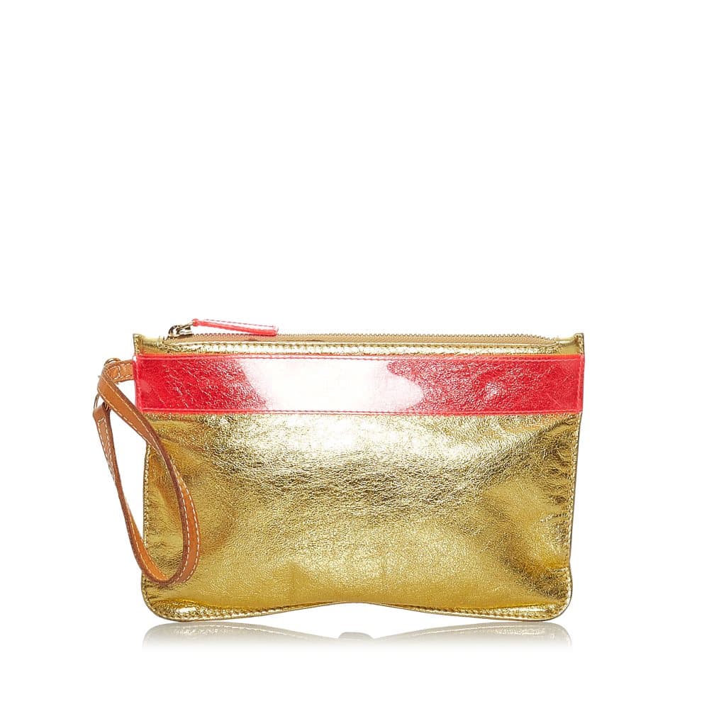 Pre-owned Loewe Leather Pouch Gold