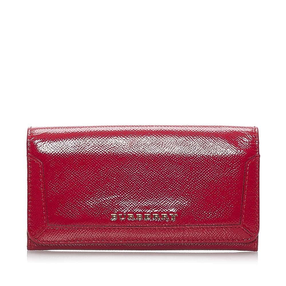 Pre-owned Burberry Leather Long Wallet Red