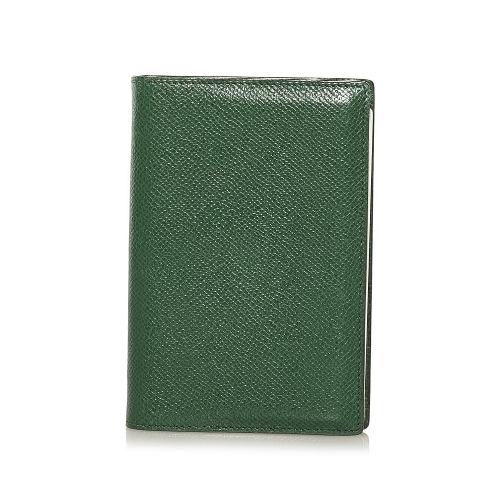 Pre-owned Hermes Globe Trotter Agenda Leather Notebook Cover Green