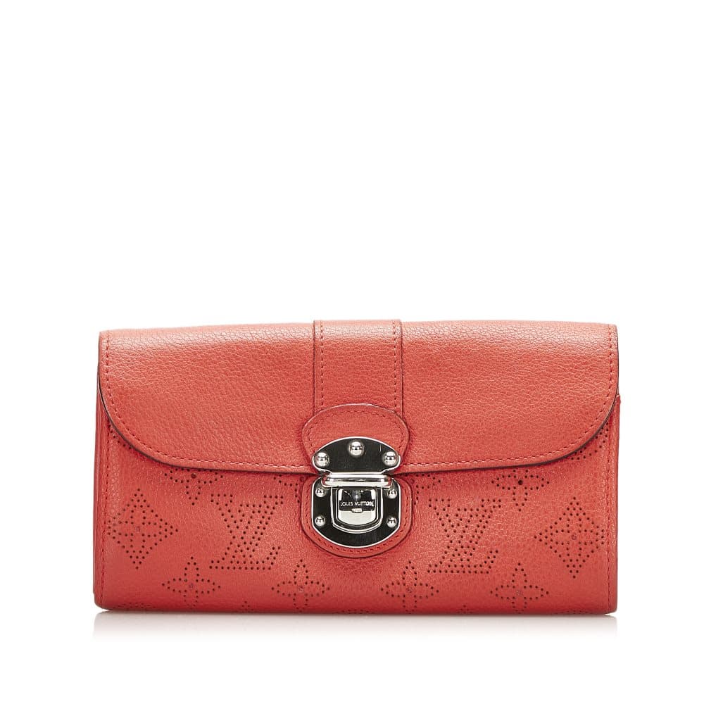 Pre-owned Louis Vuitton Mahina Iris Wallet Red