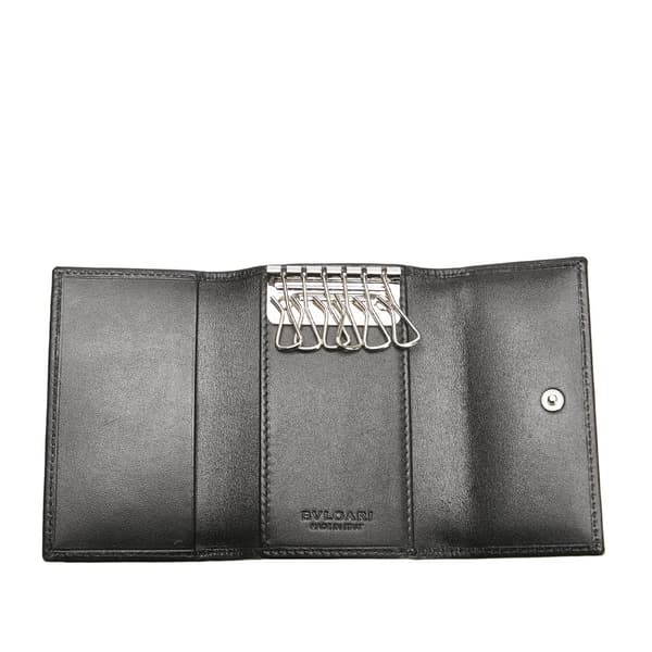 Pre-owned Bvlgari Canvas Key Holder Gray