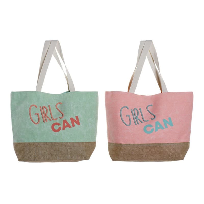 Bag DKD Home Decor Girls Can Polyester Cotton (38 x 14 x 38 cm) (2 pcs)