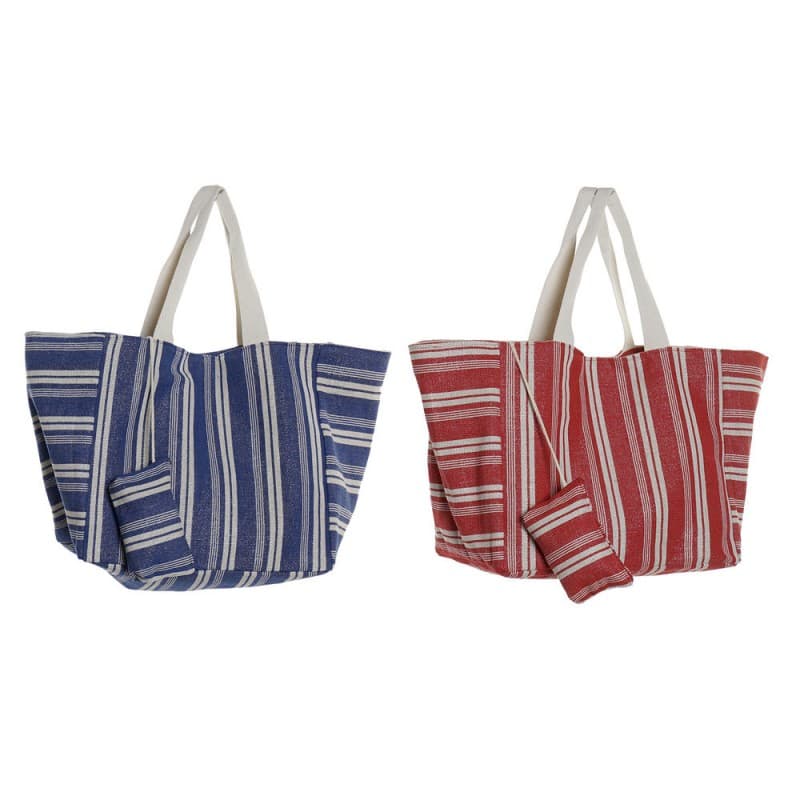 Bag DKD Home Decor Purse Stripes Polyester Cotton (39 x 26 x 34 cm) (2 pcs)