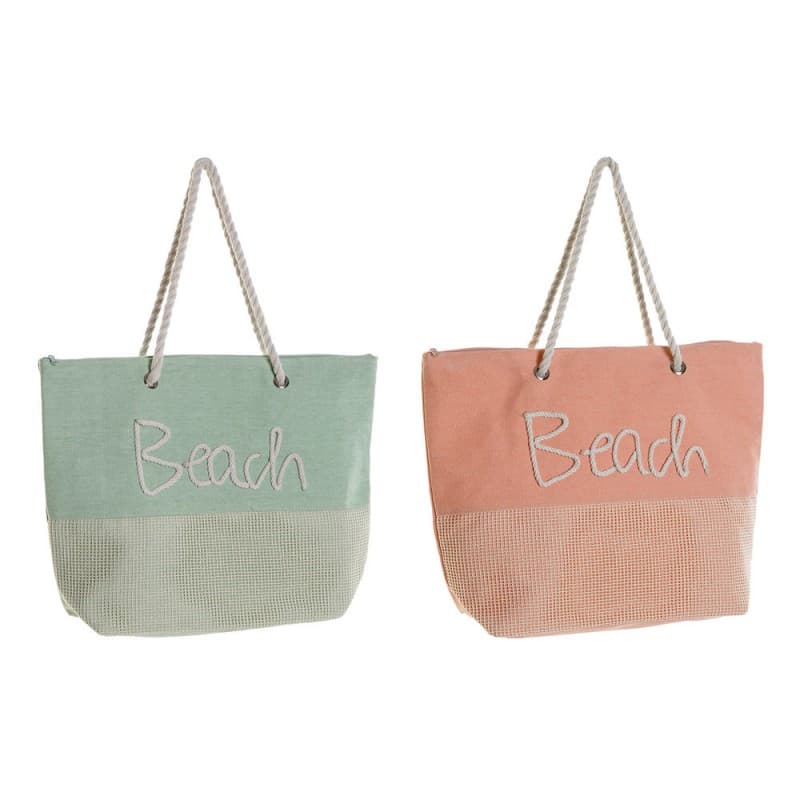 Bag DKD Home Decor Beach Polyester Cotton (38 x 14 x 38 cm) (2 pcs)
