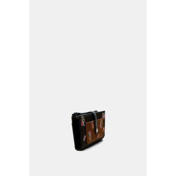 Desigual - Stor bohemisk etnisk damplånbok i läderimitation med broderat Paisleymönster (20waya25) caqui storlek 9,5 cm